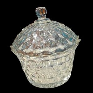Vintage, Elegant, Clear Glass Candy Dish with Lid